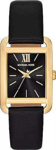 Michael Kors Monroe Three Hand Black Dial Black Leather Strap Watch for Women - MKO1027 Authentic Buy Shop Now