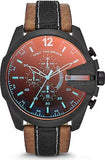Diesel Mega Chief Quartz Black Dial Two Tone Leather Strap Watch For Men - DZ4305 Authentic Buy Shop Now
