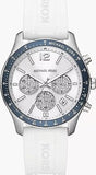 Michael Kors Berkley Chronograph Silver Dial White Rubber Strap Watch For Women - MKO1040 Authentic Buy Shop Now