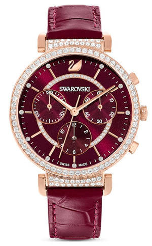 Swarovski Passage Chrono Red Dial Red Leather Strap Watch for Women - 5580345 Authentic Buy Shop Now