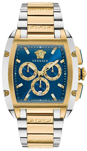 Versace Dominus Chronograph Blue Dial Two Tone Steel Strap Watch For Men - VE6H00723 Authentic Buy Shop Now