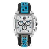 Versace Dominus Chronograph Silver Dial Black Rubber Strap Watch For Men - VE6H00123 Authentic Buy Shop Now