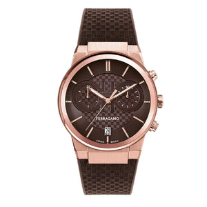Salvatore Ferragamo Sapphire Chrono Brown Dial Brown Rubber Strap Watch for Men - SFME01023 Authentic Buy Shop Now