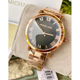Michael Kors Noire Black Dial Rose Gold Steel Strap Watch for Women - MK3585 Authentic Buy Shop Now