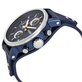 Fossil Boyfriend Sport Chronograph Blue Dial Blue Leather Strap Watch for Women - ES4113 Authentic Buy Shop Now