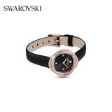 Swarovski Crystal Flower Black Dial Black Leather Strap Watch for Women - 5552421 Authentic Buy Shop Now