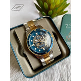 Fossil Grant Sport Automatic Skeleton Blue Dial Two Tone Steel Strap Watch for Men - ME3141 Authentic Buy Shop Now