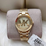 Michael Kors Slim Runway Gold Dial Gold Steel Strap Watch for Women - MK3477 Authentic Buy Shop Now