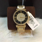 Michael Kors Catlin Black Dial Gold Steel Strap Watch for Women - MK3338 Authentic Buy Shop Now