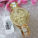Michael Kors Wren Diamonds Gold Dial Two Tone Steel Strap Watch for Women - MK6157 Authentic Buy Shop Now