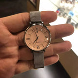 Fossil Jacqueline Three Hand Pink Dial Silver Mesh Strap Watch for Women - ES5089 Authentic Buy Shop Now