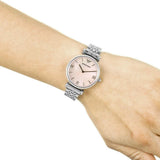 Emporio Armani Gianni T Bar Pink Mother of Pearl Dial Silver Steel Strap Watch For Women - AR1779 Authentic Buy Shop Now