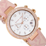 Michael Kors Parker Chronograph White Dial Pink Leather Strap Watch For Women - MK6935 Authentic Buy Shop Now