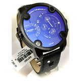 Diesel Little Daddy Blue Dial Black Leather Strap Watch For Men - DZ7257 Authentic Buy Shop Now