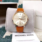 Michael Kors Jaryn Quartz Gold Dial Brown Leather Strap Watch For Women - MK2496 Authentic Buy Shop Now