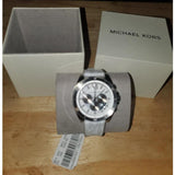Michael Kors Brecken Chronograph Silver Dial White Leather Strap Watch For Men - MK8949 Authentic Buy Shop Now