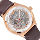 Emporio Armani Meccanico White Skeleton Dial Brown Leather Strap Watch For Men - AR60005 Authentic Buy Shop Now