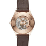 Emporio Armani Meccanico White Skeleton Dial Brown Leather Strap Watch For Men - AR60005 Authentic Buy Shop Now