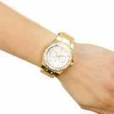 Guess Limelight Quartz Silver Dial Golden Leather Strap Watch For Women - W0775L2 Authentic Buy Shop Now