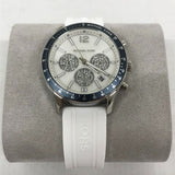 Michael Kors Berkley Chronograph Silver Dial White Rubber Strap Watch For Women - MKO1040 Authentic Buy Shop Now