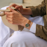 Daniel Wellington Iconic Link Emerald Green Dial Rose Gold Steel Strap Watch For Women - DW00100421 Authentic Buy Shop Now