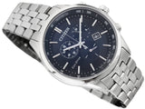 Citizen Eco Drive Chronograph Blue Dial Silver Steel Strap Watch For Men - AT2140-55L Authentic Buy Shop Now