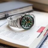 Fossil Sport Tourer Chronograph Green Dial Silver Steel Strap Watch for Men - FS6048 Authentic Buy Shop Now