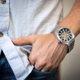 Fossil Everett Automatic Skeleton Blue Dial Silver Steel Strap Watch for Men - ME3220 Authentic Buy Shop Now