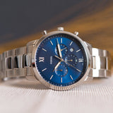 Fossil Neutra Chronograph Blue Dial Silver Steel Strap Watch for Men - FS5792 Authentic Buy Shop Now