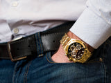Guess Continental Black Dial Gold Steel Strap Watch for Men - GW0260G2 Authentic Buy Shop Now