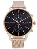 Hugo Boss Associate Black Dial Rose Gold Mesh Bracelet Watch for Men - 1513806 Authentic Buy Shop Now