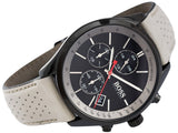 Hugo Boss Grand Prix Chronograph Black Dial Grey Leather Strap Watch for Men - 1513562 Authentic Buy Shop Now