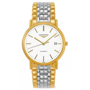 Longines Presence 38.5mm Automatic White Dial Two Tone Steel Strap Watch for Men - L4.921.2.12.7 Authentic Buy Shop Now