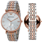 Emporio Armani Retro Silver Dial Two Tone Steel Strap Watch For Men - AR1677 Authentic Buy Shop Now