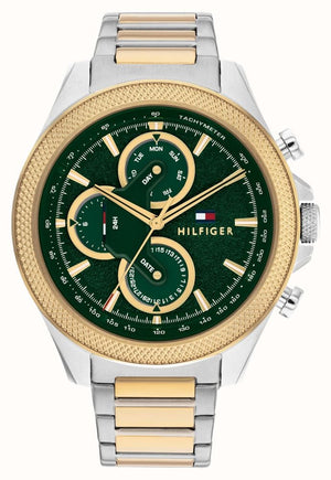 Tommy Hilfiger Clark Chronograph Blue Dial Two Tone Steel Strap Watch For Men - 1792079 Authentic Buy Shop Now