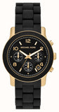 Michael Kors Runway Chronograph Black Dial Black Silicone Strap Watch For Women - MK7385 Authentic Buy Shop Now