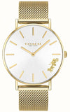 Coach Perry White Dial Gold Mesh Bracelet Watch for Women - 14503125 Authentic Buy Shop Now
