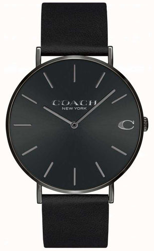 Coach Charles Black Dial Black Leather Strap Watch for Men - 14602434 Authentic Buy Shop Now