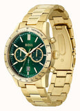 Hugo Boss Allure Chronograph Green Dial Gold Steel Strap Watch for Men - 1513923 Authentic Buy Shop Now