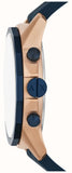 Armani Exchange Hampton Chronograph Rose Gold Dial Blue Silicone Strap Watch For Men - AX1730 Authentic Buy Shop Now