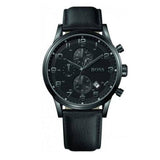 Hugo Boss Blackout Chronograph Black Dial Black Leather Strap Watch For Men - HB1512567 Authentic Buy Shop Now
