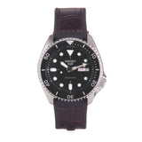Seiko 5 Sports SKX Automatic Black Dial Black Leather Strap Watch for Men - SRPD55K2 Authentic Buy Shop Now
