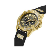 Guess Frontier Crystals Black Dial Black Silicone Strap Watch For Men - W1132G1 Authentic Buy Shop Now