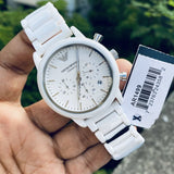Emporio Armani Luigi Chronograph Ceramic White Dial White Ceramic Strap Watch For Men - AR1499 Authentic Buy Shop Now