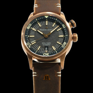 Maurice Lacroix Pontos S Diver Automatic Black Dial Brown Leather Strap Watch For Men - PT6248-BRZ01-330-2 Authentic Buy Shop Now