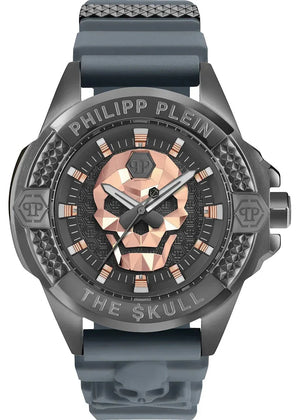 Philipp Plein The Skull Grey Dial Grey Silicone Strap Watch For Men- PWAAA2324 Authentic Buy Shop Now