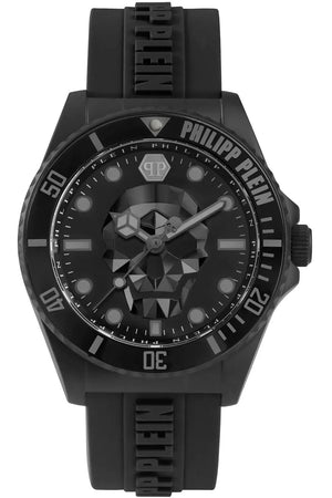 Philipp Plein The $kull Diver Black Dial Black Silicone Strap Watch For Men- PWOAA0922 Authentic Buy Shop Now