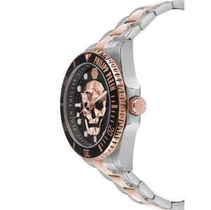 Philipp Plein The $kull Diver Black Dial Two Tone Steel Strap Watch For Men- PWOAA0822 Authentic Buy Shop Now