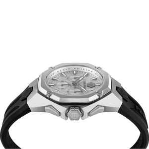 Philipp Plein Octagon Silver Dial Black Silicone Strap Watch for Men - PWTBA0123 Authentic Buy Shop Now
