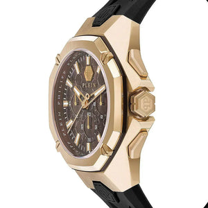 Philipp Plein Hyper Sport Chronograph Gold Dial Black Silicone Strap Watch for Men - PWTBA0423 Authentic Buy Shop Now